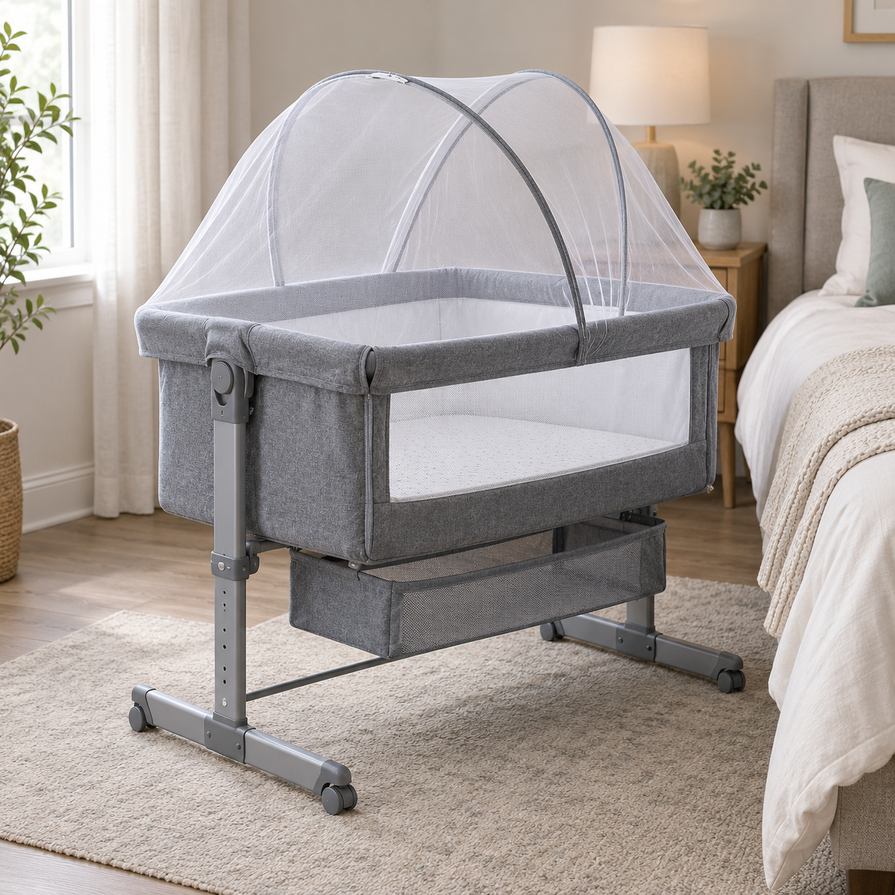 Berço Moisés Co-bed Cinza Com Mosquiteiro, KaBaby